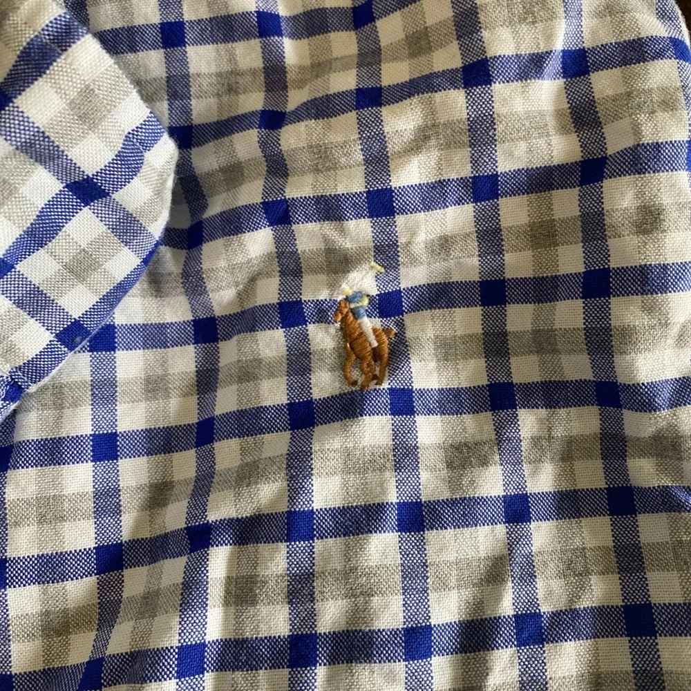 Polo Ralph Lauren Mens XL Classic Fit Blue Grey Gingham Button Down Shirt